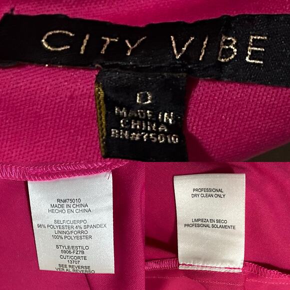EUC City Vibe Pink Sleeveless Rhinestone Back Straps Side-Slit Dress. Size 0 - Picture 10 of 10